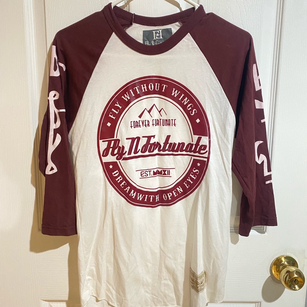 Burgundy Fly N Fortunate Unique Baseball Style Womens Top
